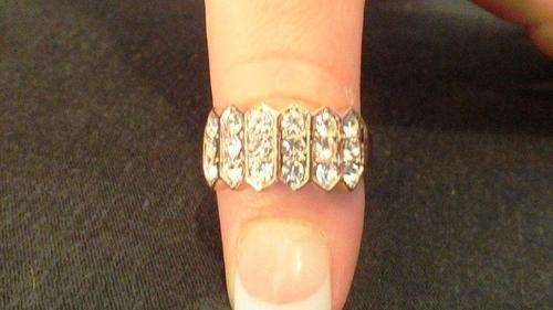 GOLD ELECTROPLATED SIMULATED DIAMOND RING SIZE 19