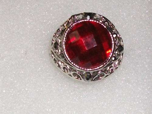 STUNNING SILVER DESIGNERS ELECTROPLATED RING WHIT A BEAUTIFUL RED STONE ADDED SIZE 18,19,20