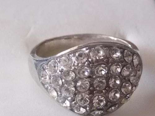 STUNNING FILLED SILVER DESIGNERS RING WITH SIM DIAMONDS SIZE 16,17,18 (FREE IMPORT)