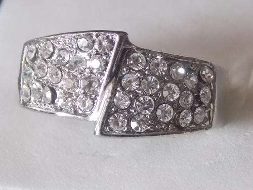 STUNNING FILLED SILVER DESIGNERS RING WITH SIM DIAMONDS  SIZE 17,18,19,20 (FREE IMPORT)