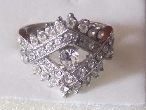 STUNNING FILLED SILVER DESIGNERS RING WITH SIM DIAMONDS  SIZE 16, 17,18,19 (FREE IMPORT)