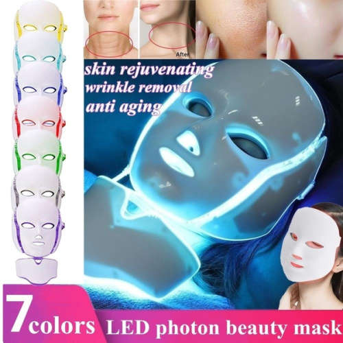 New 7 Colours LED Photon Anti-wrinkle Rejuvenating Face Mask with 2 Black out eye Goggels