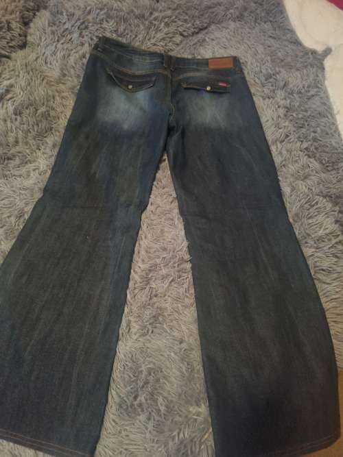 Ladies stained wide leg denim jeans