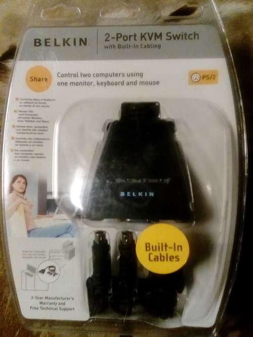 BELKIN 2 PORT KVM SWITCH (CONTROL TWO COMPUTERS USING ONE MONITOR, KEYBOARD AND MOUSE)
