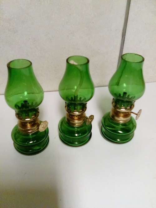 THREE GREEN MINIATURE LAMPS