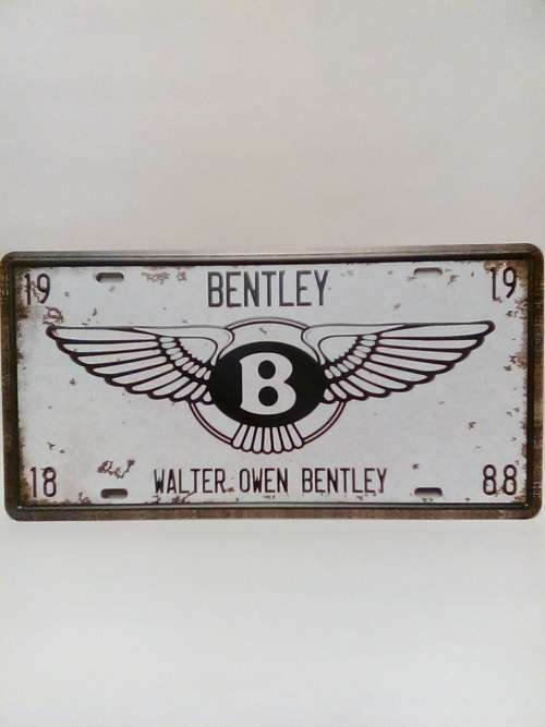 COLLECTORS VINTAGE STYLE METAL BENTLEY LICENSE PLATE SIGN