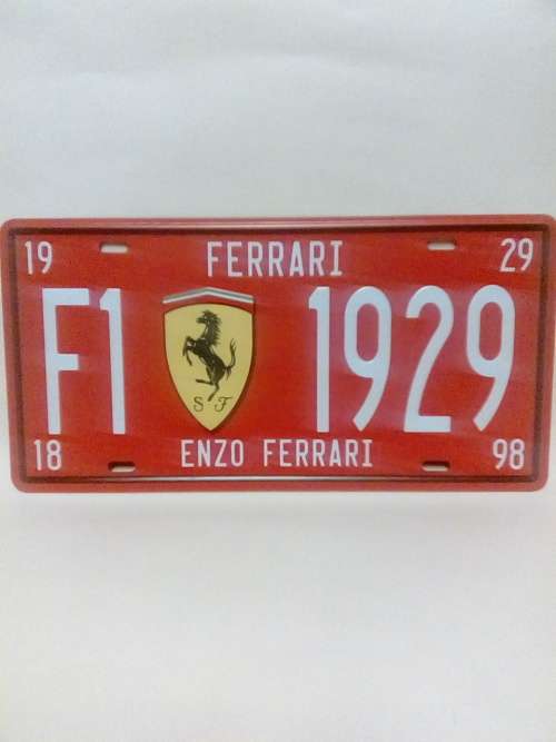 AWESOME COLLECTORS VINTAGE STYLE F1 ENZO FERRARI METAL LICENSE PLATE SIGN