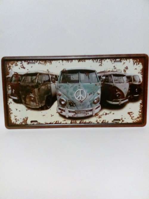COLLECTORS VINTAGE STYLE METAL VW BUS LICENSE PLATE WALL DÉCO SIGN