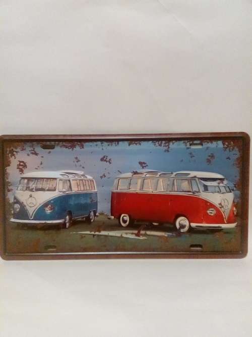 SUPERCOOL COLLECTORS VINTAGE STYLE METAL VW BUS LICENSE PLATE SIGN (31 BY 16CM)