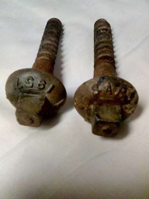 TWO COLLECTORS S.A.R 1957 RAILWAY SLEEPER BOLTS