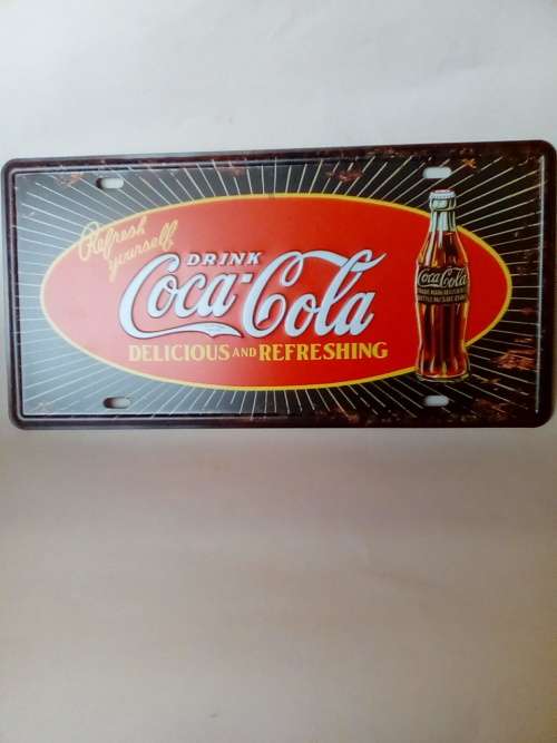 SUPER COOL VINTAGE STYLE PRESSED METAL DRINK COCA-COLA NUMBER PLATE SIGN
