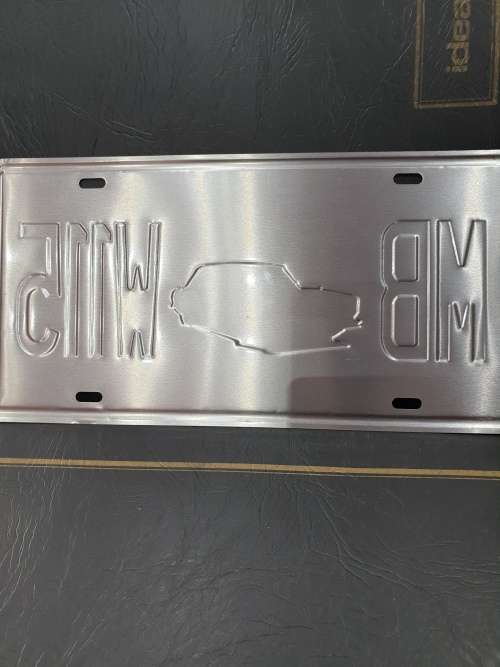 VINTAGE  STYLE  PRESSED METAL MERCEDES BENZ NUMBER PLATE SIGN