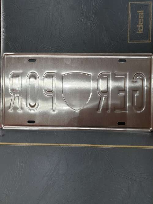 VINTAGE STYLE PRESSED METAL PORSCHE NUMBER PLATE SIGN