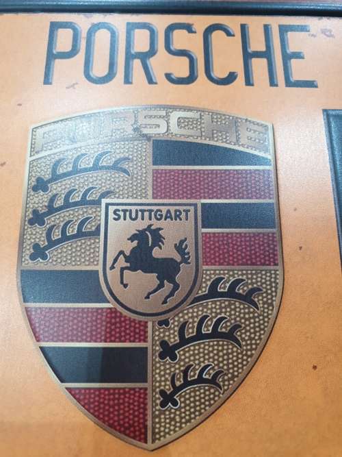 VINTAGE STYLE PRESSED METAL PORSCHE NUMBER PLATE SIGN