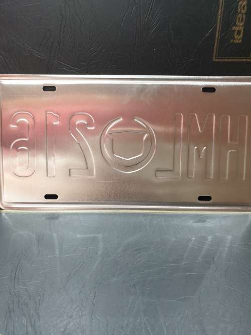 VINTAGE STYLE PRESSED METAL CADILLAC NUMBER PLATE SIGN