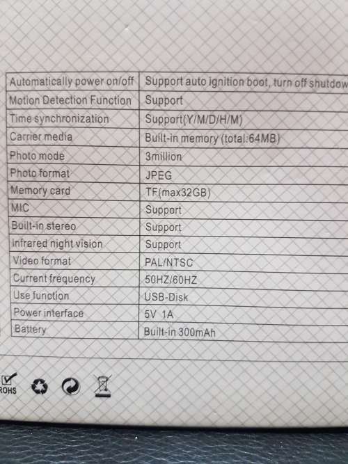DUAL LENS VEHICLE BLACKBOX DVR 12.0 MEGAPIXEL F1.8