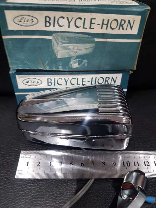 TWO VINTAGE CHROMED LIEZ BICYCLE HORN
