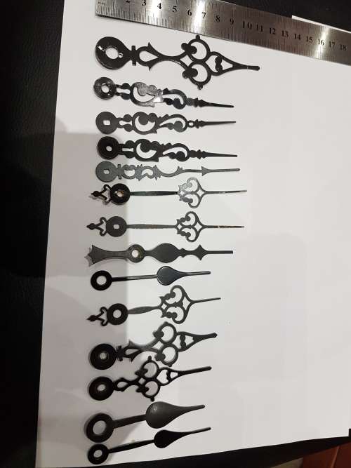 JOB LOT OF 14  METAL VINTAGE CLOCK HANDS