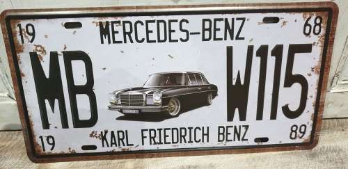 VINTAGE STYLE PRESSED METAL MERCEDES BENZ NUMBER PLATE SIGN