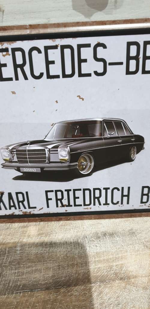 VINTAGE STYLE PRESSED METAL MERCEDES BENZ NUMBER PLATE SIGN