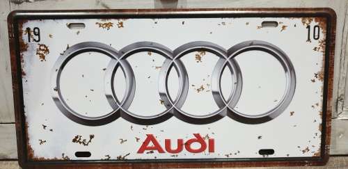 VINTAGE STYLE PRESSED METAL AUDI NUMBER PLATE SIGN