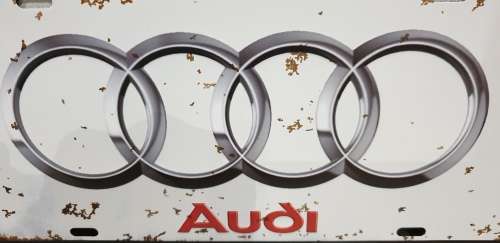 VINTAGE STYLE PRESSED METAL AUDI NUMBER PLATE SIGN