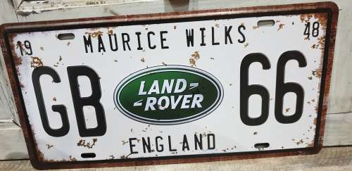 VINTAGE STYLE PRESSED METAL LAND ROVER  NUMBER PLATE SIGN