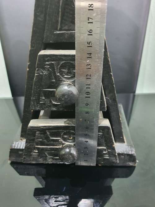 UNUSUAL SOLID WOODEN TWO DRAWER HAND CARVED PYRAMID ORGANIZER