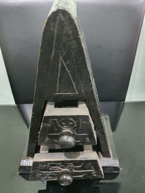 UNUSUAL SOLID WOODEN TWO DRAWER HAND CARVED PYRAMID ORGANIZER