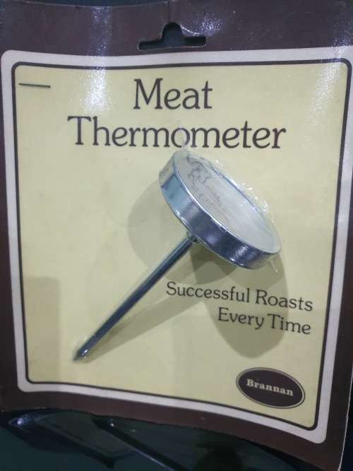 VINTAGE BRANNAN MEAT THERMOMETER IN ITS ORIGINAL PACKAGING..STAINLESS STEEL