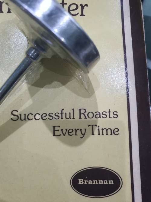 VINTAGE BRANNAN MEAT THERMOMETER IN ITS ORIGINAL PACKAGING..STAINLESS STEEL