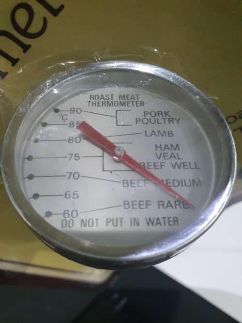 VINTAGE BRANNAN MEAT THERMOMETER IN ITS ORIGINAL PACKAGING..STAINLESS STEEL