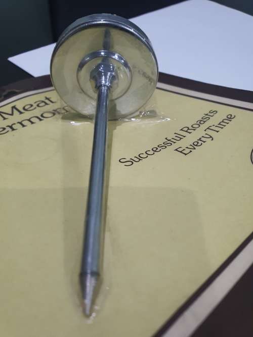 VINTAGE BRANNAN MEAT THERMOMETER IN ITS ORIGINAL PACKAGING..STAINLESS STEEL