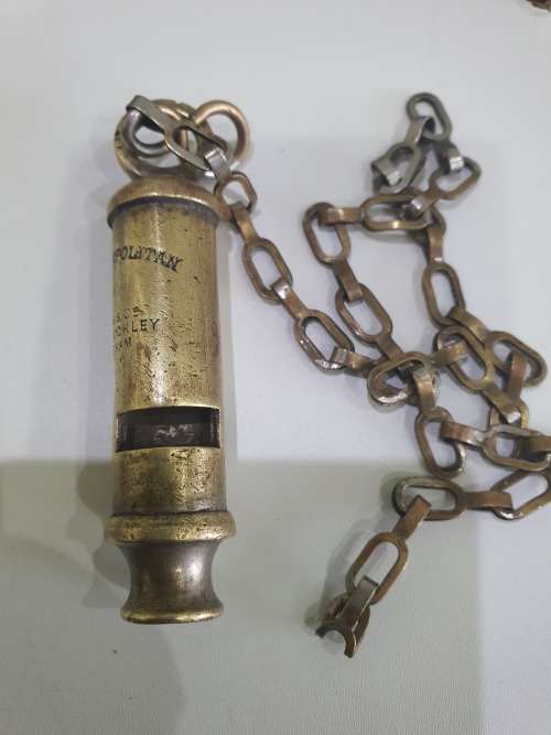 ORIGINAL SOLID BRASS...1900S..THE METROPOLITAN..J HUDSON..BRITISH POLICE WHISTLE..BIRMINGHAM