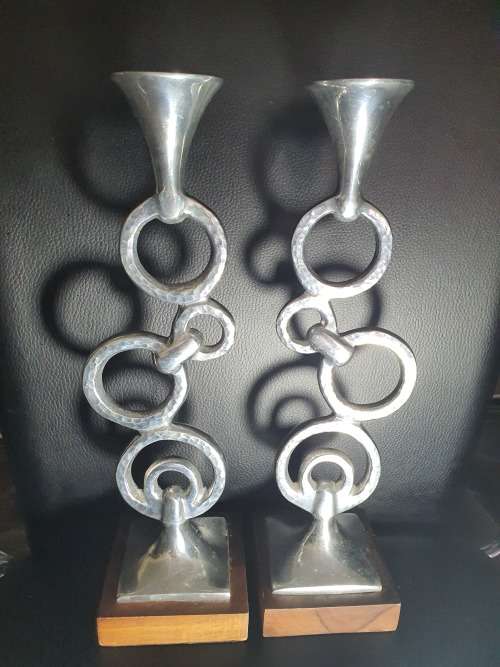PAIR STUNNING DESIGNER CANDLE HOLDERS..CARROLL BOYES STYLE..ONE BID
