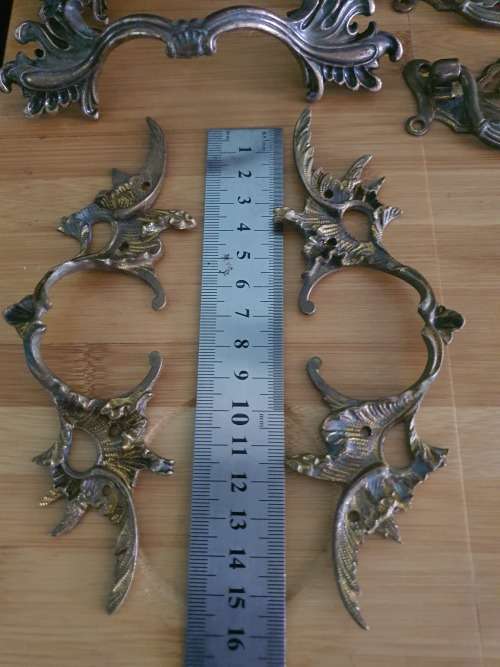 THREE PAIRS SOLID BRASS VINTAGE DOOR/DRAWER  HANDLES...ONE BID FOR ALL