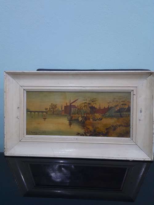 BEAUTIFUL OIL ON CANVAS WITH BACK BOARD....1914 SIGNED