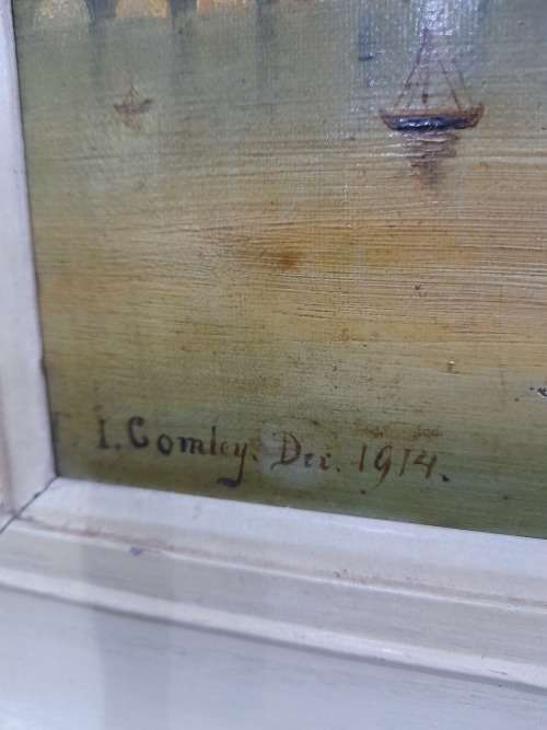 BEAUTIFUL OIL ON CANVAS WITH BACK BOARD....1914 SIGNED