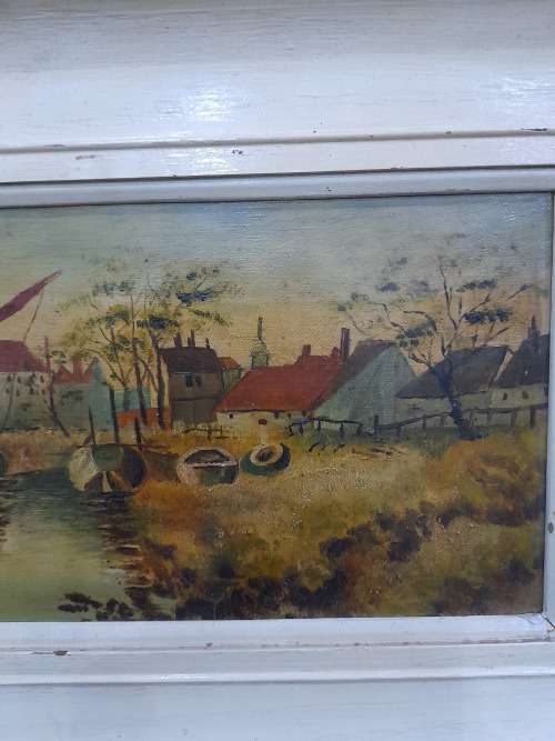 BEAUTIFUL OIL ON CANVAS WITH BACK BOARD....1914 SIGNED