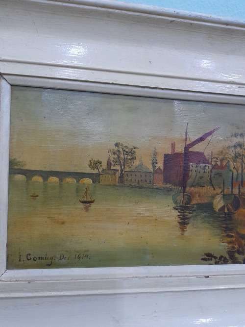 BEAUTIFUL OIL ON CANVAS WITH BACK BOARD....1914 SIGNED