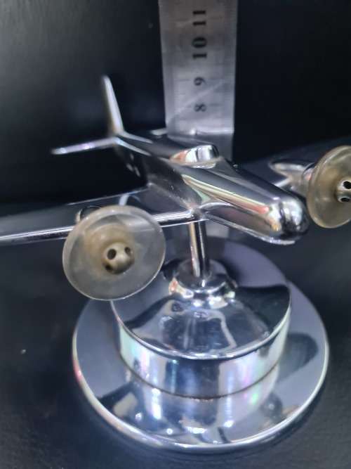 STUNNING SOLID METAL AIRPLANE ON SWIVEL STAND