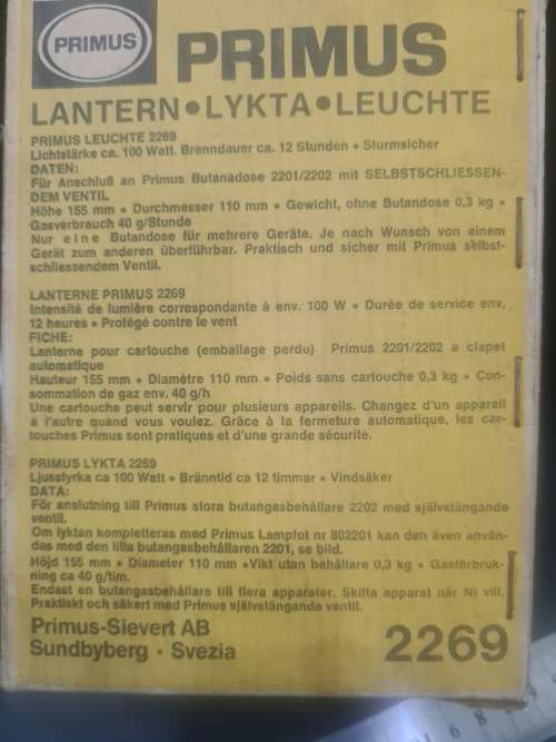 VINTAGE PRIMUS LANTERN IN ORIGINAL PACKAGING