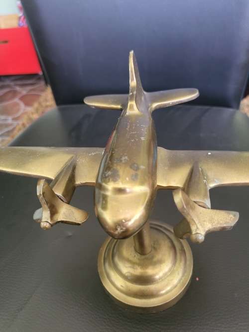 VINTAGE 1940`S BRONZE PROPELLER PLANE