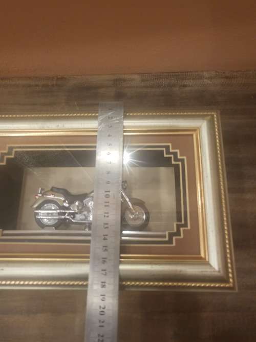 VINTAGE HARLEY DAVIDSON 2004 FLSTFI FAT BOY MAISTO MOTORCYCLE FIGURE IN A FRAME