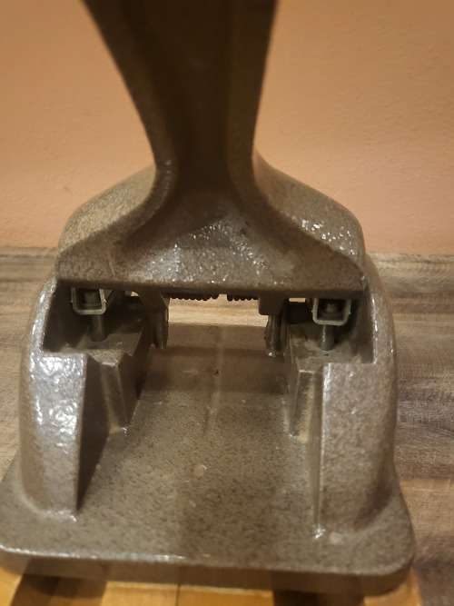VINTAGE SOLID METAL PUNCH ON WOODEN PLATFORM (GALA MAKE) (WORKING)