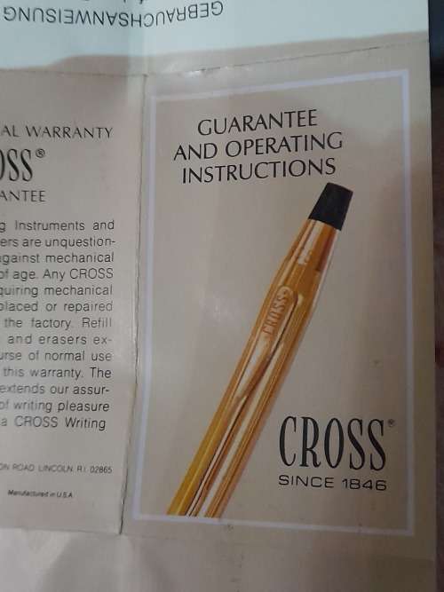 VINTAGE SET CROSS BALLPOINT & MECHANICAL PENCIL 12 KT GOLD FILLED SINCE 1846 - MADE IN IRELAND