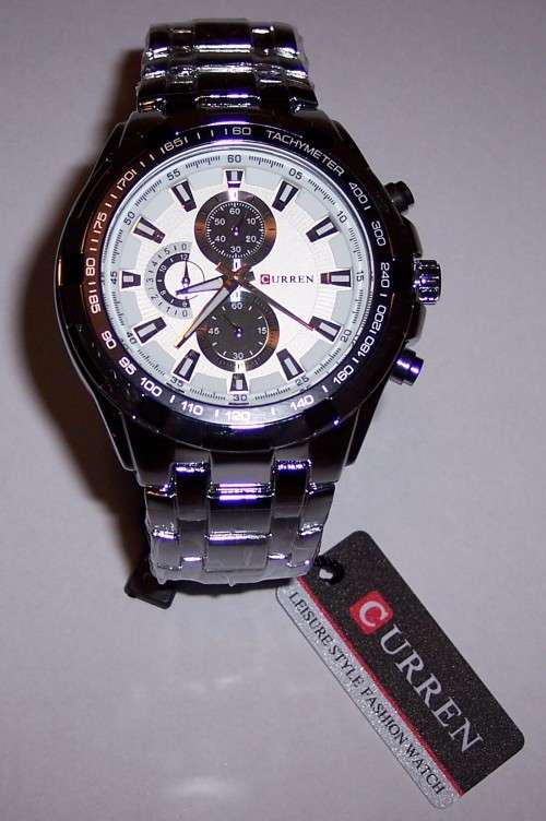 CURREN 8023 Silver Stainless Steel Men's Wrist Watch with White Dial