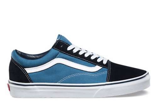 Vans Old Skool Canvas & Suede Skate Shoes/Sneakers (Navy Blue/White)