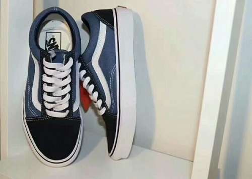 Vans Old Skool Canvas & Suede Skate Shoes/Sneakers (Navy Blue/White)