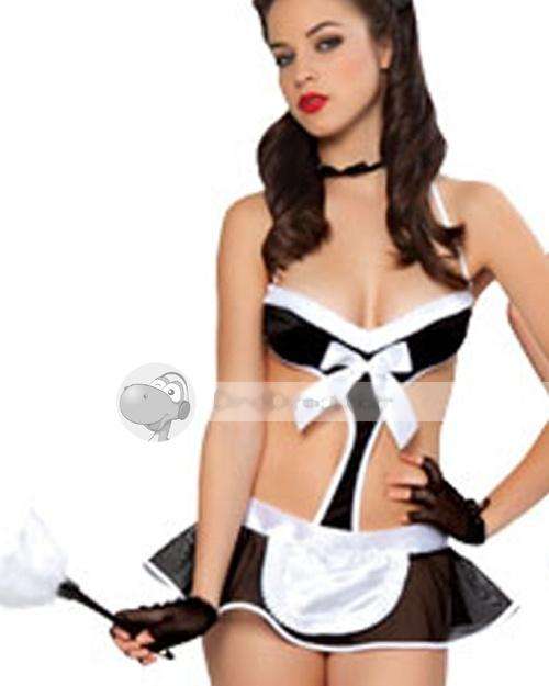Sexy French Maid One-piece Dress Adult Costume